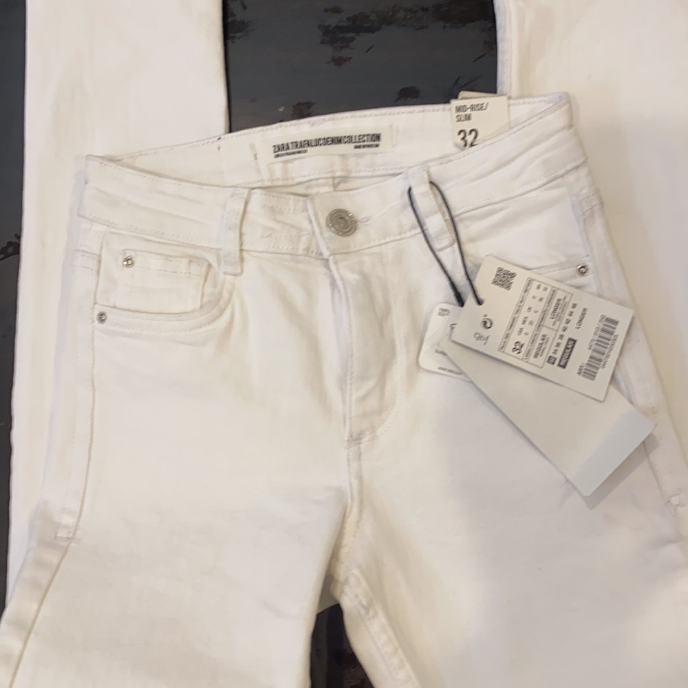 Zara white jeans middle rise slim